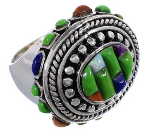 Multicolor Authentic Sterling Silver Southwest Ring Size 7-1/2 CX50000