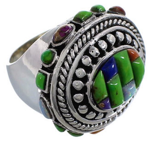 Southwestern Multicolor Sterling Silver Ring Size 5-1/2 CX50001