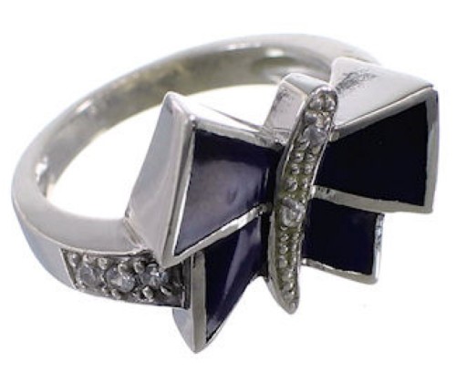 Lapis Inlay Sterling Silver Jewelry Butterfly Ring Size 6 CX51543