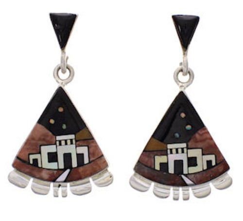 Nave American Pueblo Design Multicolor Post Dangle Earrings PX31434