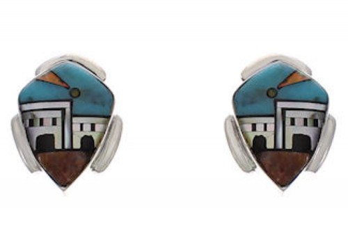 Multicolor Native American Village Design Southwest Earrings PX31454