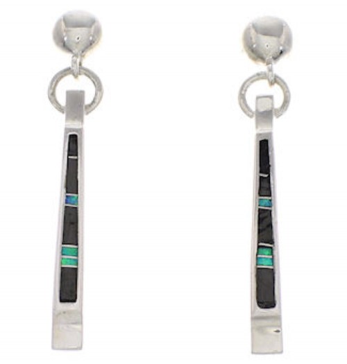 Jet Blue Opal Inlay Jewelry Southwest Post Dangle Earrings PX43483