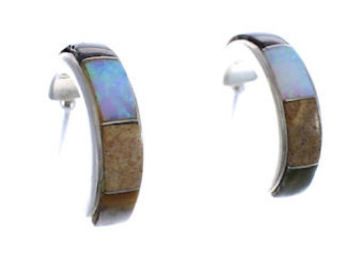 Sterling Silver Multicolor Post Hoop Earrings TX43972