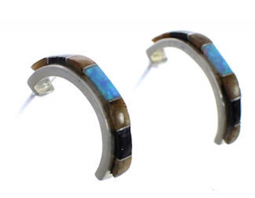 Multicolor Sterling Silver Post Hoop Earrings TX43999