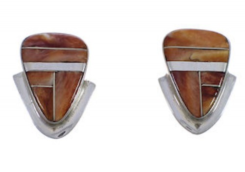 Silver And Oyster Shell Inlay Post Earrings TX43295