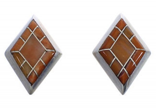 Southwest Silver And Oyster Shell Inlay Post Earrings TX43307