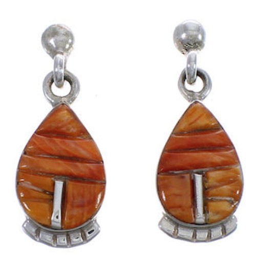 Southwestern Silver Oyster Shell Post Tear Drop Earrings TX43310