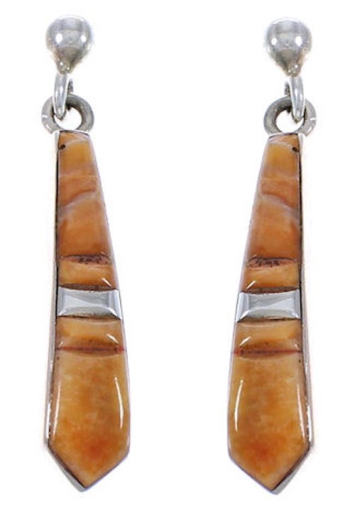 Oyster Shell Silver Southwest Post Dangle Earrings TX43524