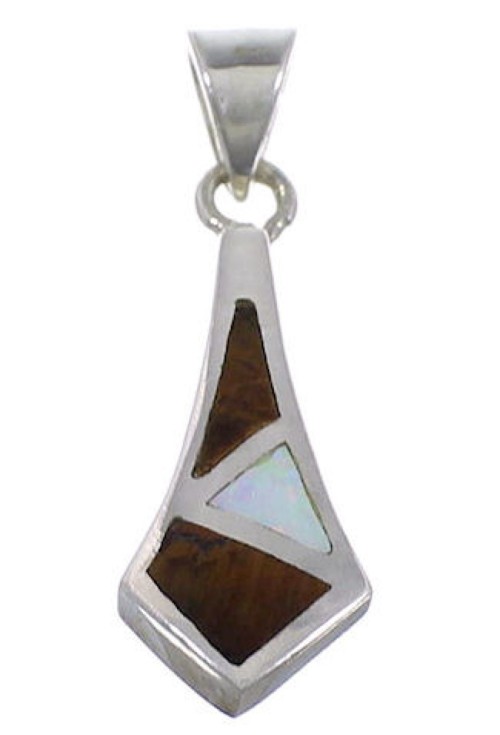 Sterling Silver Opal And Tiger Eye Inlay Pendant FX30796