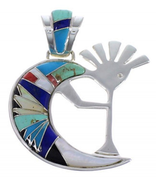 Multicolor Kokopelli Sterling Silver Pendant FX30824