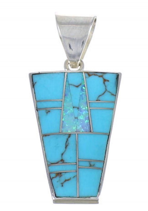 Authentic Sterling Silver Turquoise Opal Pendant WX43068