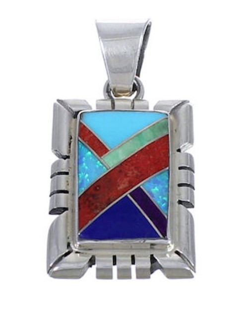 Multicolor Southwest Authentic Sterling Silver Pendant WX43266