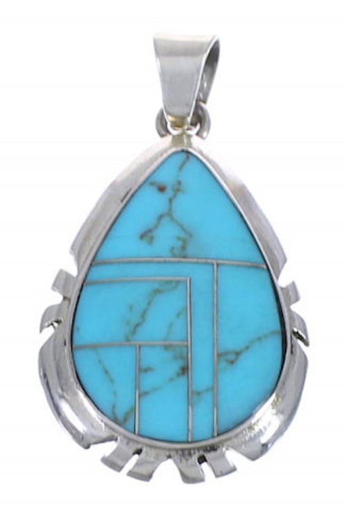 Sterling Silver Turquoise Inlay Southwest Pendant WX43384