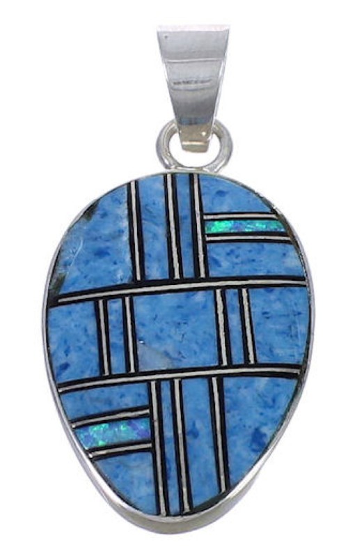 Southwest Silver Multicolor Inlay Pendant WX43389