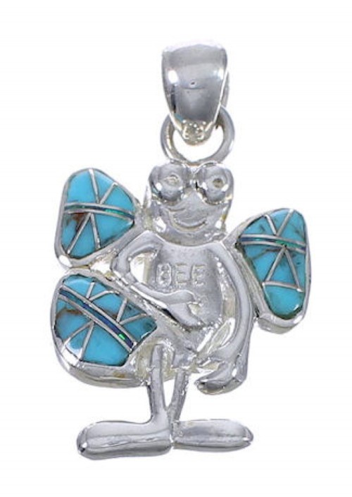 Genuine Sterling Silver Turquoise And Opal Bee Pendant WX43541