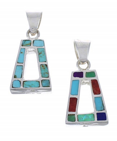 Genuine Sterling Silver Multicolor Slide Reversible Pendant WX43548