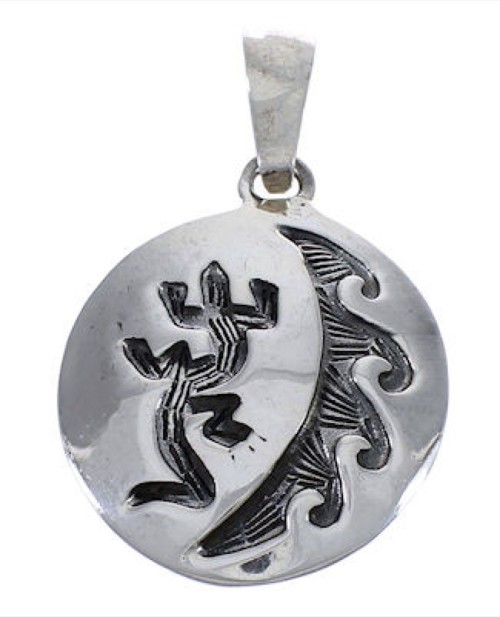 Sterling Silver Lizard And Water Wave Pendant PX42787