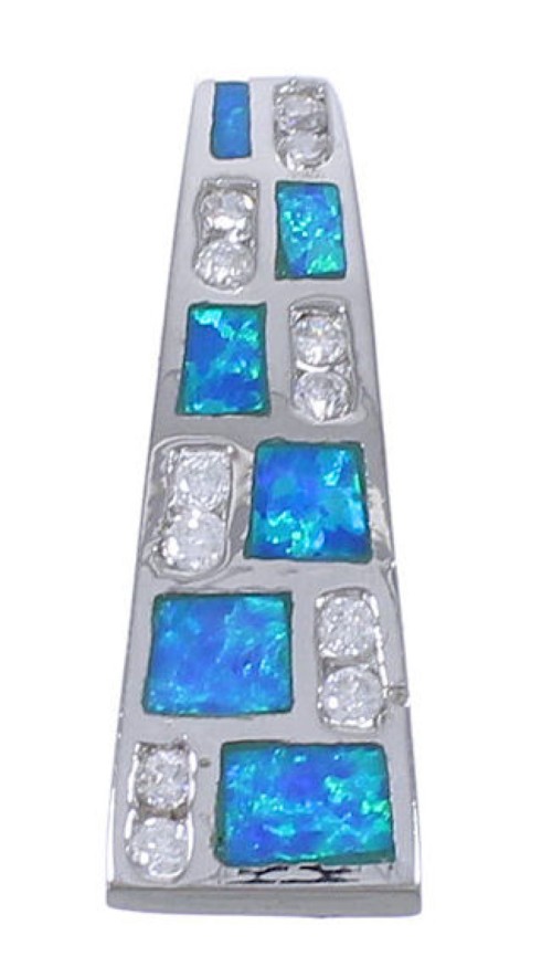 Blue Opal And Cubic Zirconia Pendant EX42741