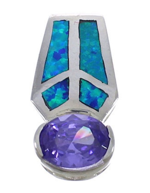Blue Opal And Amethyst Heart Pendant EX42750