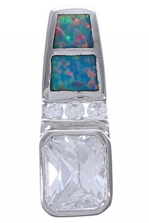 Fire Opal Inlay And Cubic Zirconia Pendant EX42755