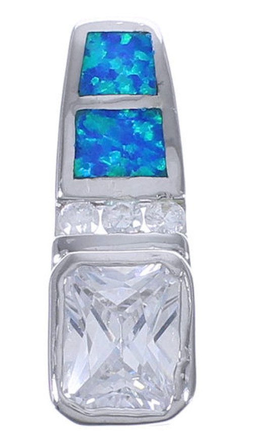 Blue Opal And Cubic Zirconia Southwest Pendant EX42756