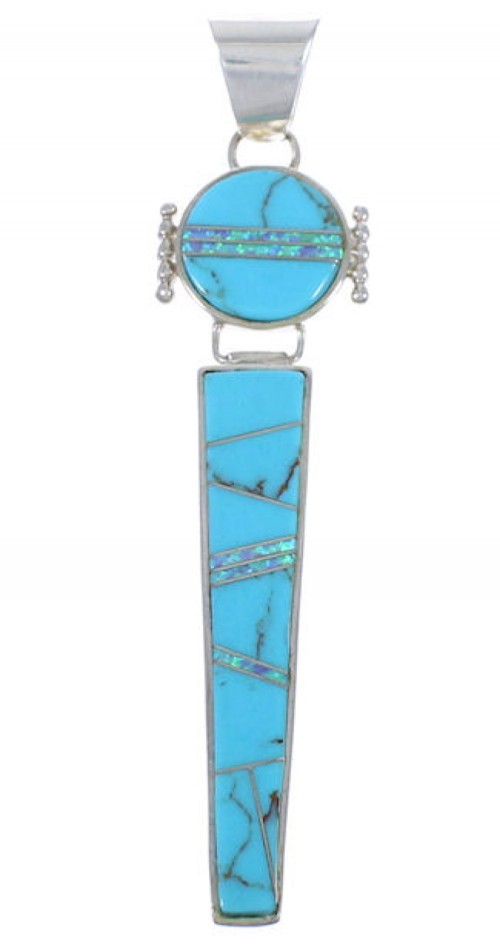 Turquoise And Blue Opal Inlay Southwest Jewelry Pendant PX42516