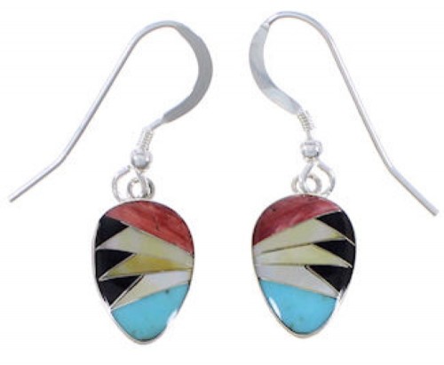 Multicolor Inlay Southwest Silver Earrings FX32823