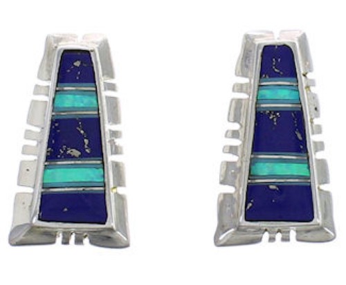 Multicolor Inlay Silver Southwest Jewelry Post Earrings PX43138