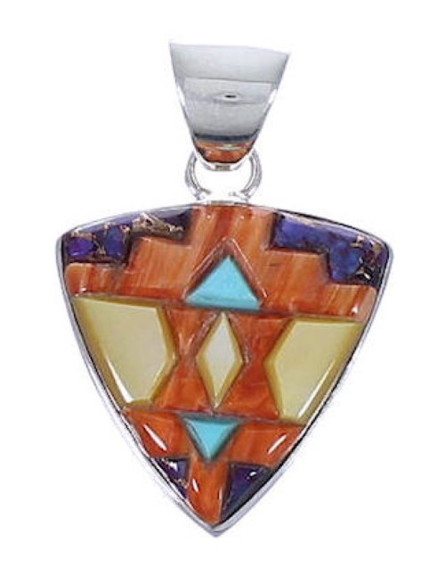 Sterling Silver Southwest Multicolor Inlay Pendant PX29233