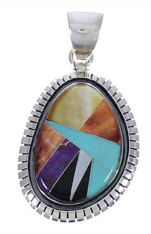 Southwest Multicolor Sterling Silver Jewelry Pendant PX29244