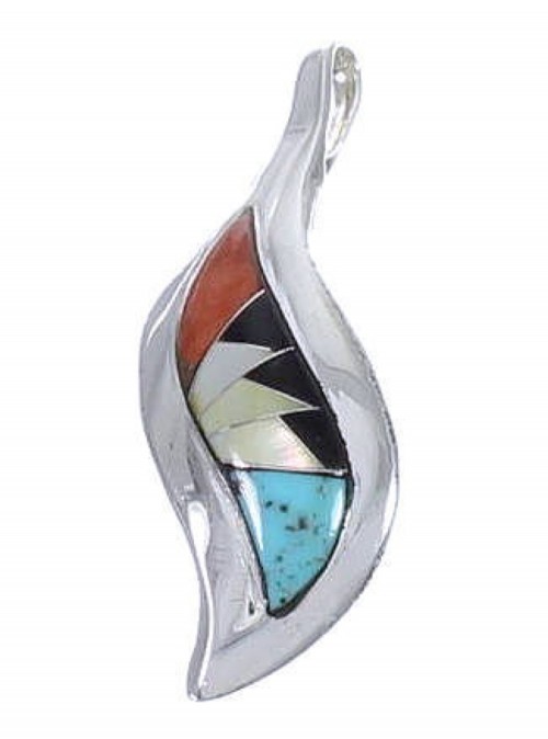 Multicolor Inlay Authentic Sterling Silver Jewelry Pendant PX29280