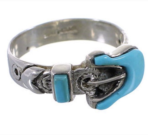 Sterling Silver Turquoise Belt Ring Size 7-1/4 EX51394