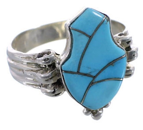 Turquoise Southwestern Sterling Silver Ring Size 8-3/4 EX51408