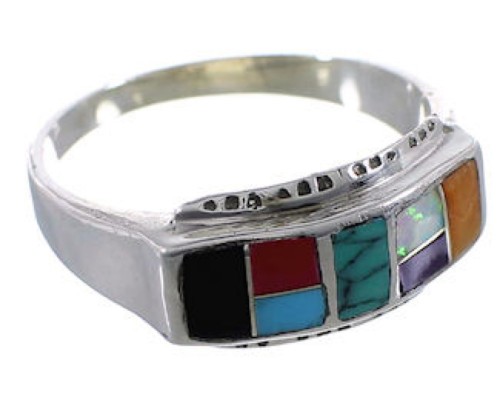 Multicolor Silver Southwestern Ring Size 6-3/4 EX51447