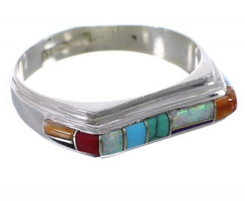 Multicolor Inlay And Sterling Silver Ring Size 5-1/2 EX51468