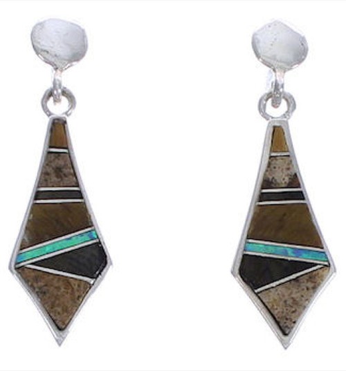 Multicolor Sterling Silver Post Dangle Earrings TX42875