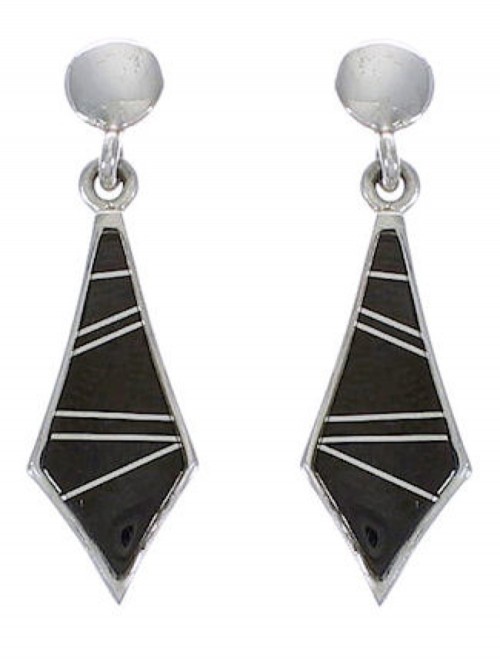 Sterling Silver Jet Post Dangle Earrings TX42879