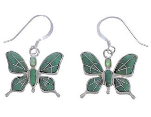 Varasite And Opal Sterling Silver Butterfly Hook Earrings TX42961