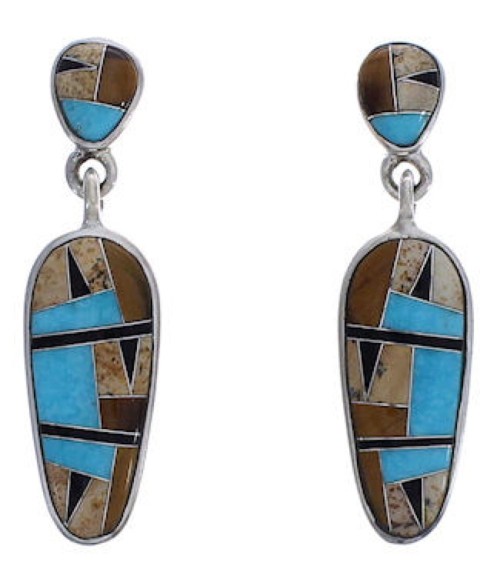 Sterling Silver Multicolor Southwest Post Dangle Earrings PX29995