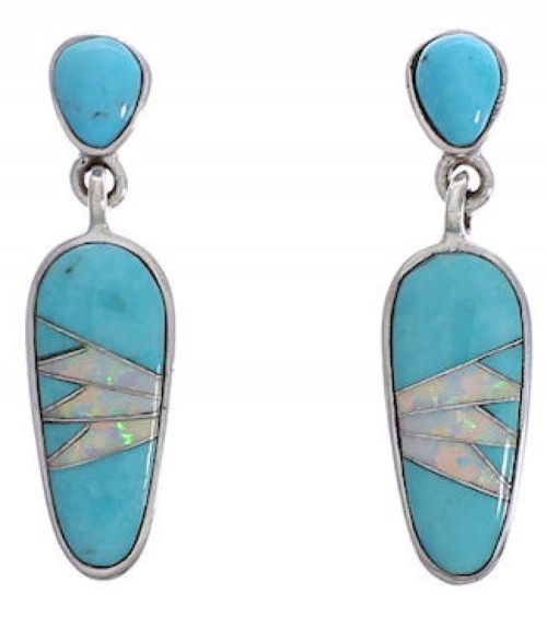 Turquoise And Opal Jewelry Post Dangle Earrings PX30006