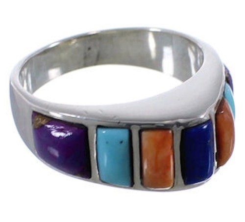 Lapis Multicolor Sterling Silver Jewelry Ring Size 5-3/4  AX37431