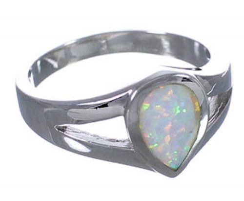 Genuine Sterling Silver And Opal Ring Size 7-3/4 WX38604