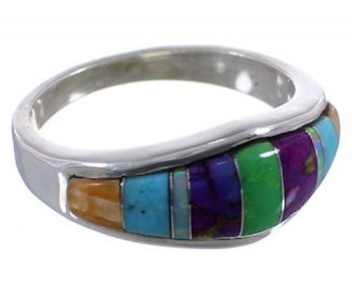 Multicolor Inlay Silver Ring Size 5-1/2 TX38193