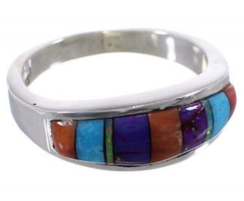 Genuine Sterling Silver Jewelry Multicolor Ring Size 6-3/4 TX38253