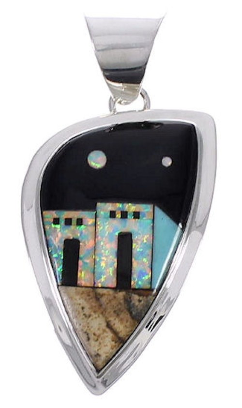 Southwest Native American Village Design Multicolor Pendant EX31251