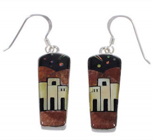 Southwest Native American Pueblo Design Multicolor Earrings EX31267