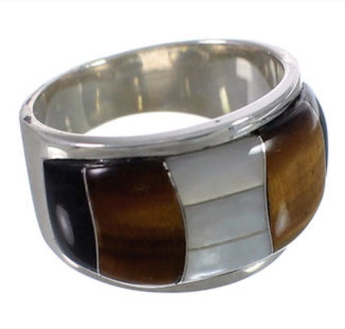 Desert Moon Multicolor Inlay WhiteRock Ring Size 6-1/4 EX30039