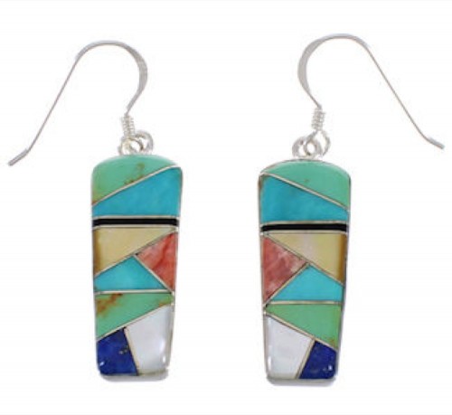 Southwest Multicolor Jewelry Silver Hook Dangle Earrings PX31664