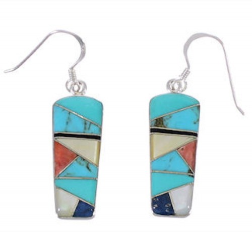 Silver Multicolor Southwest Jewelry Hook Dangle Earrings PX31666