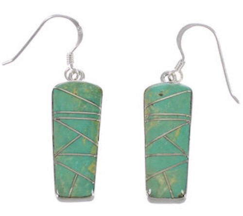 Genuine Sterling Silver Turquoise Jewelry Hook Dangle Earrings PX31652